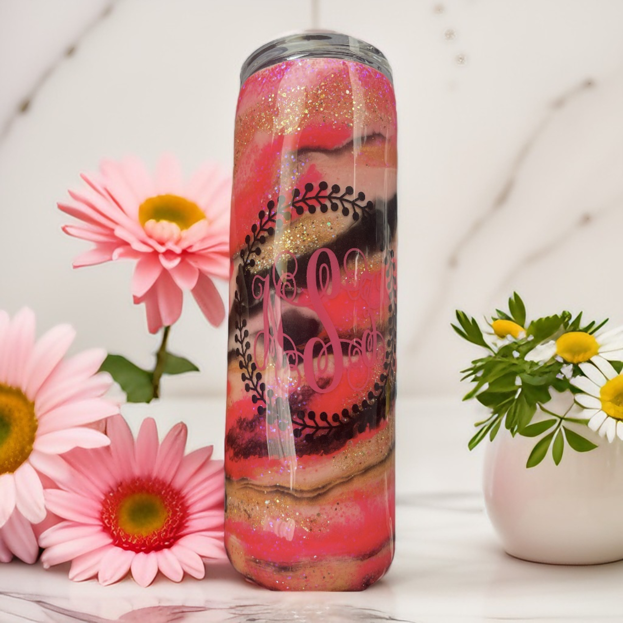 Scripture Marble Glittered Tumbler