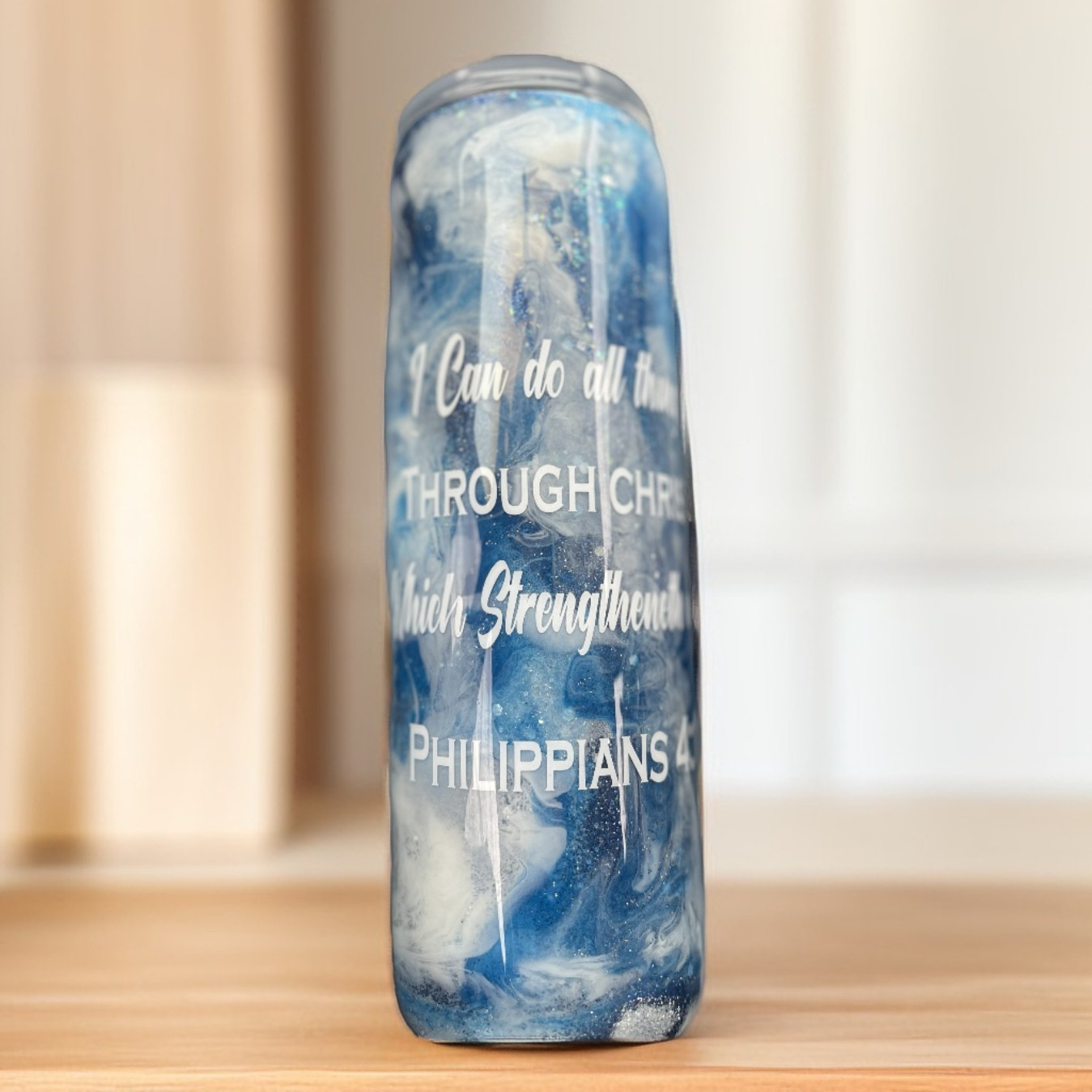 Scripture Marble Glittered Tumbler