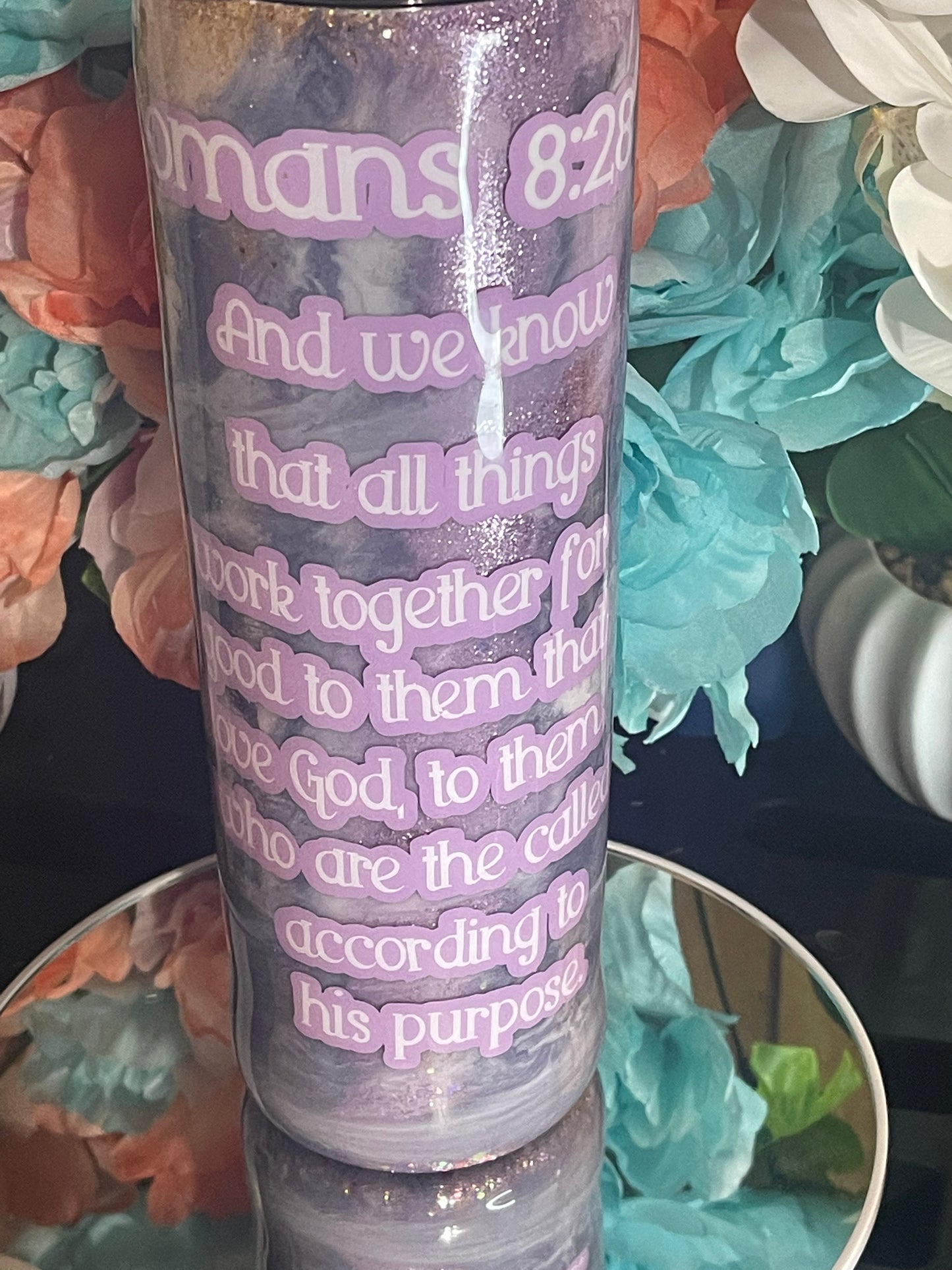 Scripture Marble Glittered Tumbler