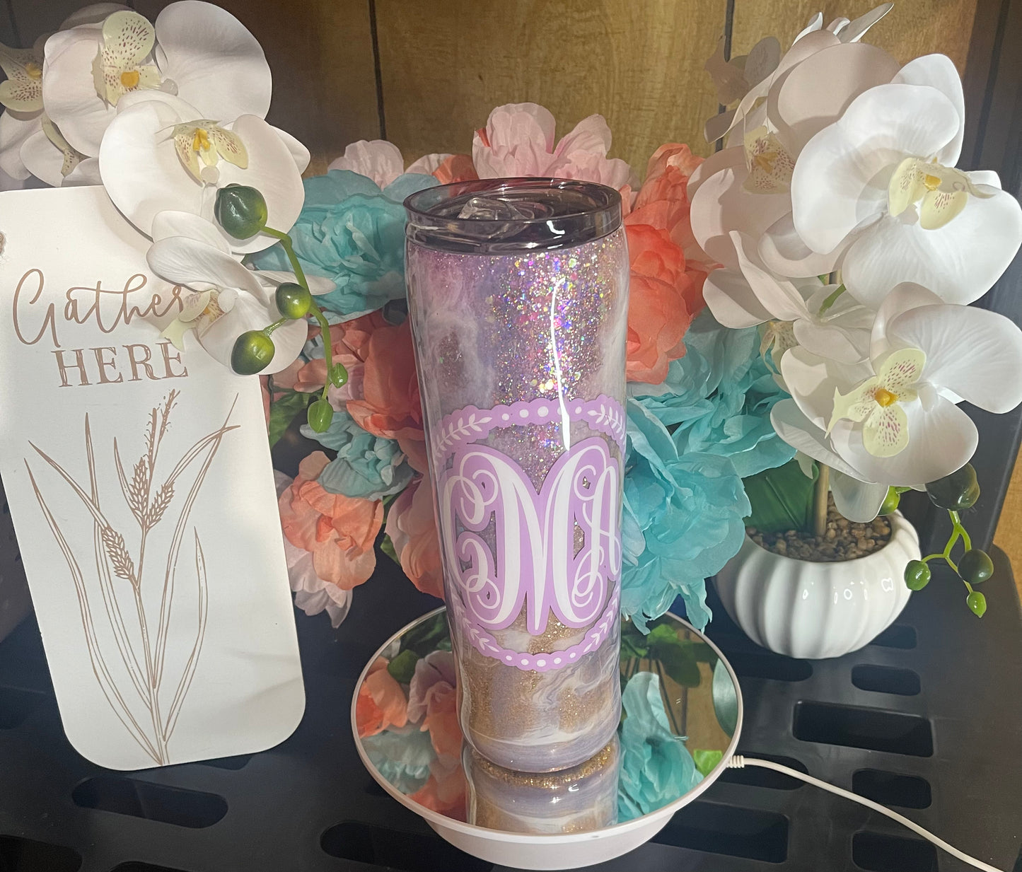 Scripture Marble Glittered Tumbler